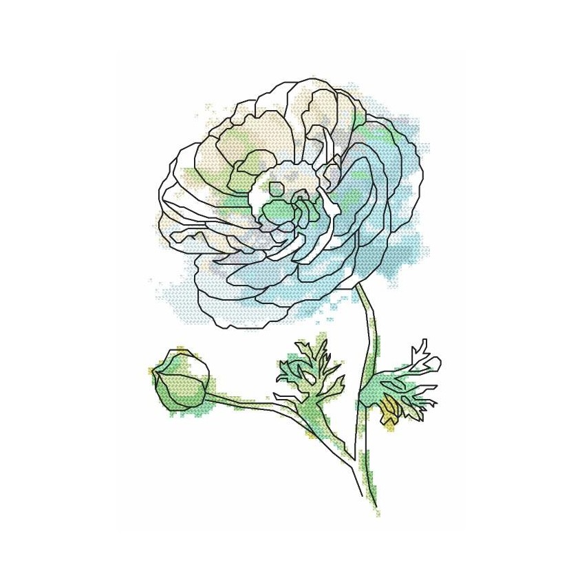 Cross stitch pattern for a phone - Colorful anemone