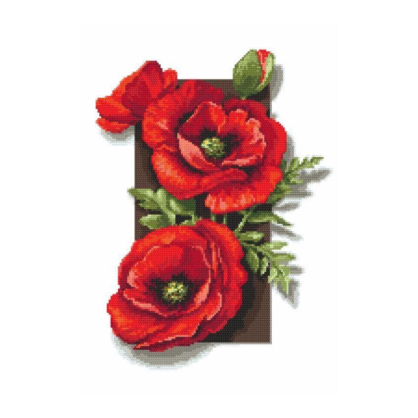 Cross stitch pattern for a phone - Poppies 3D