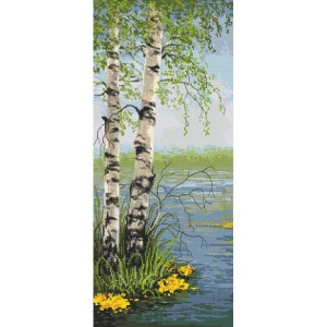 S 10459 Cross stitch pattern for a phone - Spring birches