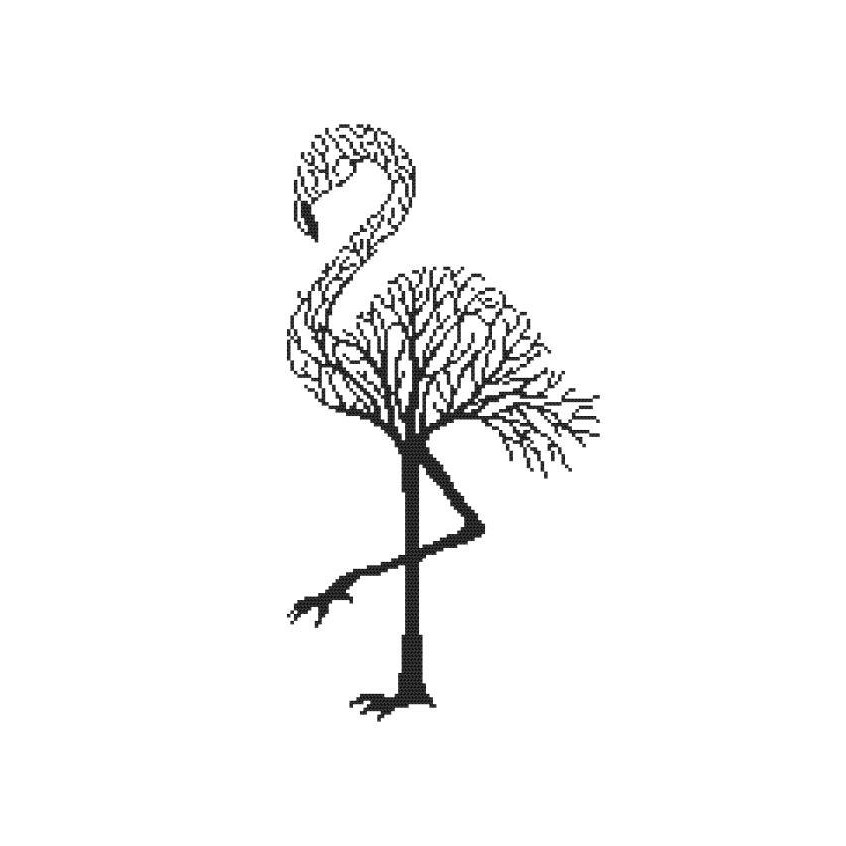 Cross stitch pattern for a phone - Black flamingo