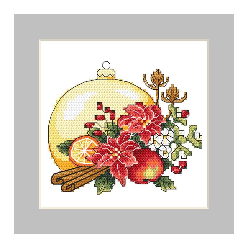 Cross stitch pattern for smartphone - Postcard - Christmas ball with a Christmas composition
