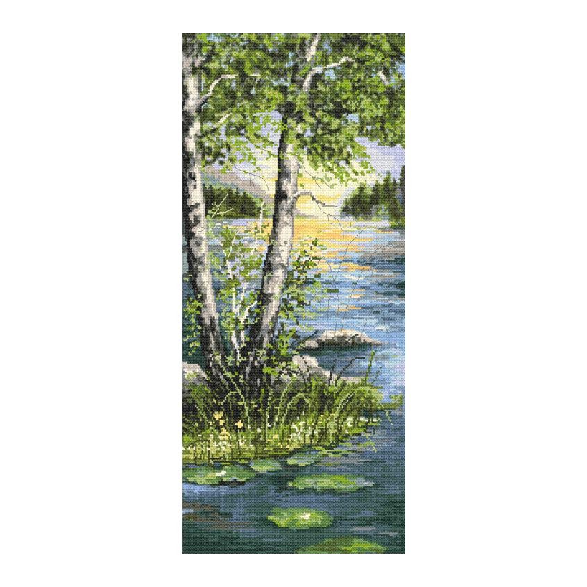 Cross stitch pattern for a phone - Summer birches