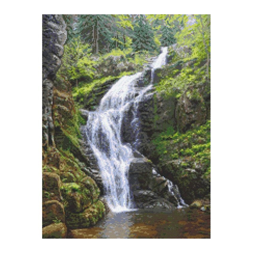 Cross stitch pattern for a phone - Mountain waterfall