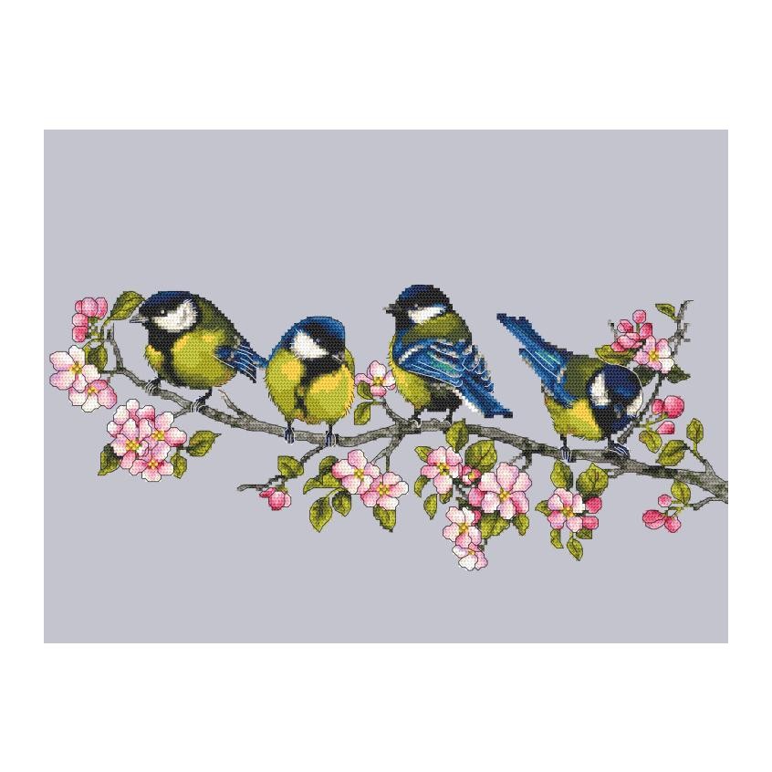 Cross stitch pattern for a phone - Tits on a twig