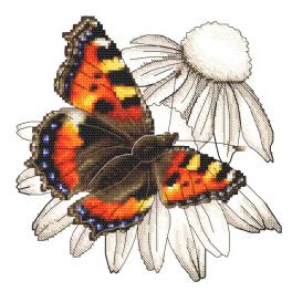 S 10331 Vzor na vyšívání na mobil - Motýl a květ třapatkovky