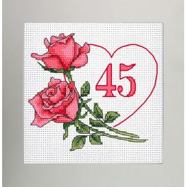 S 10341 Vzor na vyšívání na mobil - Narozeninová karta - Srdce s růžemi