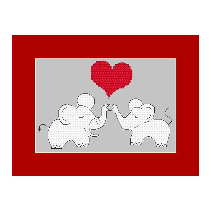 Vzor na vyšívání na mobil - Valentýnské přání - Sloni