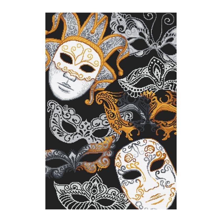 Cross stitch pattern for a phone - Venetian masks