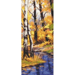 S 10488 Cross stitch pattern for a phone - Autumn birches