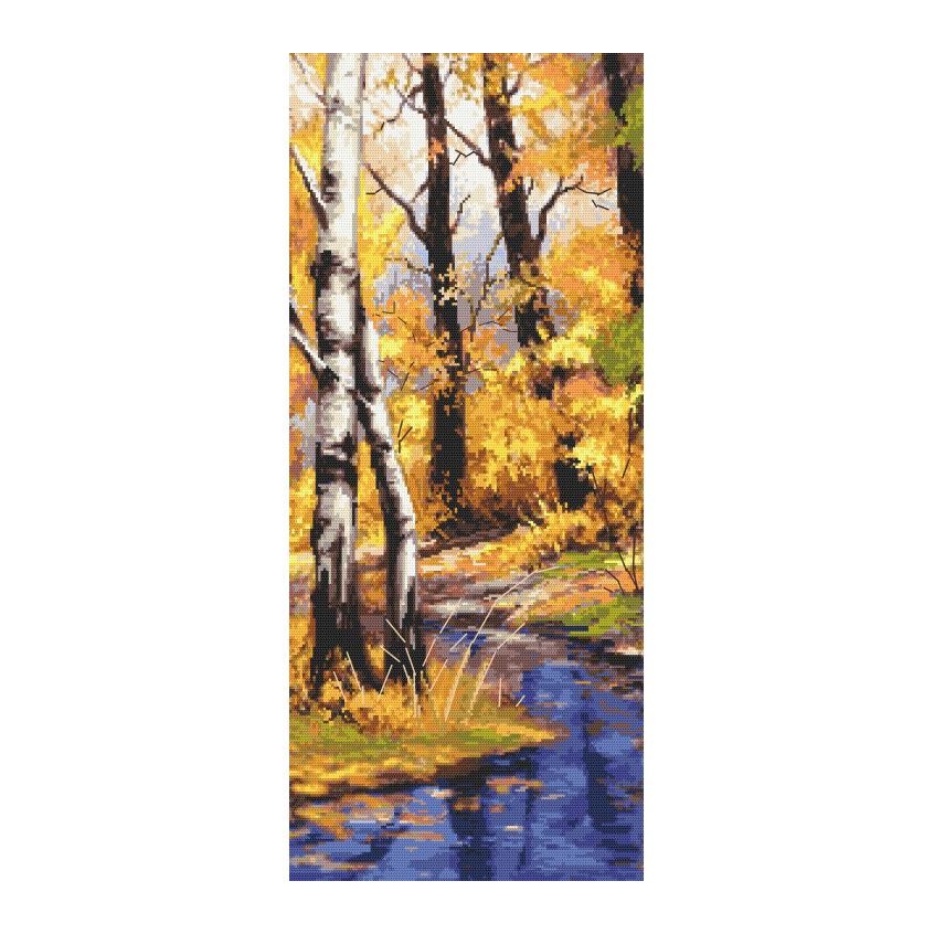 Cross stitch pattern for a phone - Autumn birches