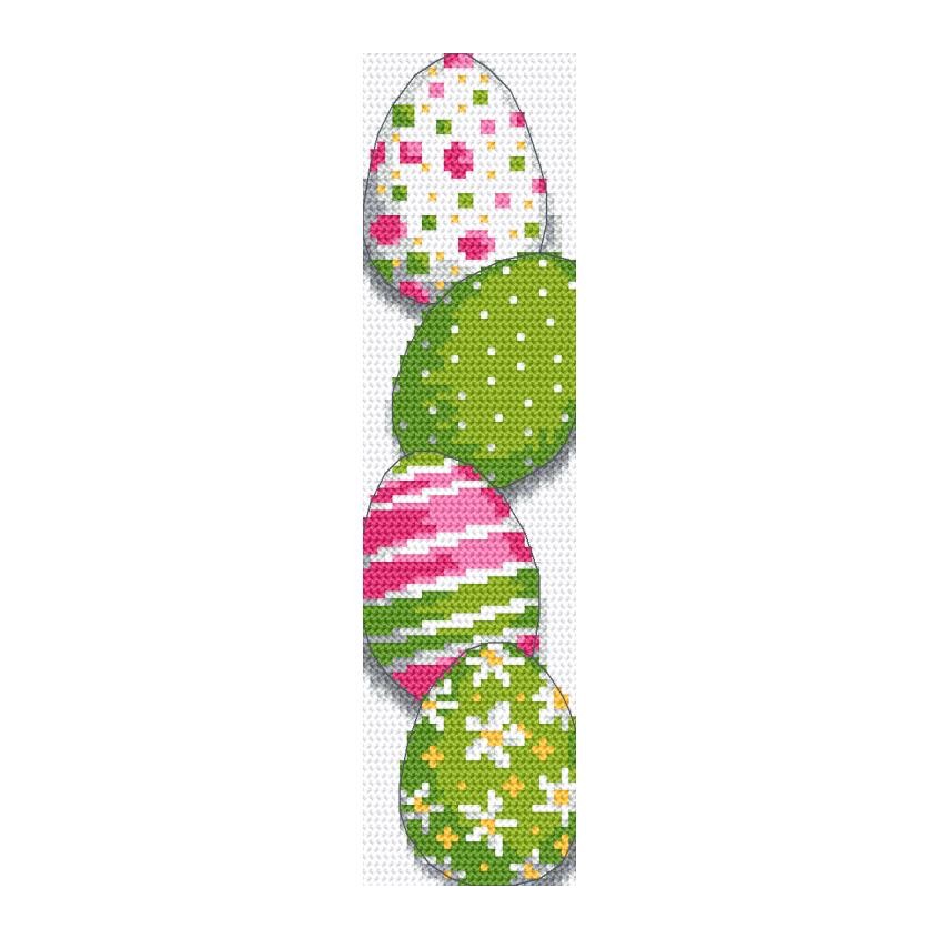 Cross stitch pattern for smartphone - Bookmark with Easter eggs