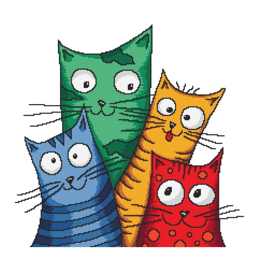 Cross stitch pattern for a phone - Crazy cats