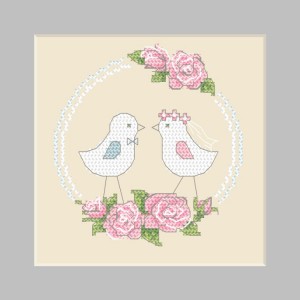 S 10359 Cross stitch pattern for smartphone - Postcard - Birds in love
