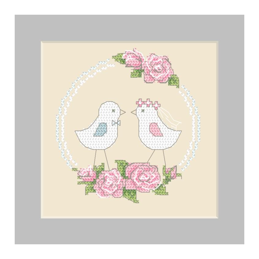 Cross stitch pattern for smartphone - Postcard - Birds in love