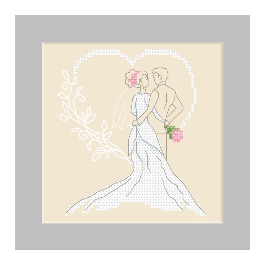 Cross stitch pattern for smartphone - Postcard - Wedding couple