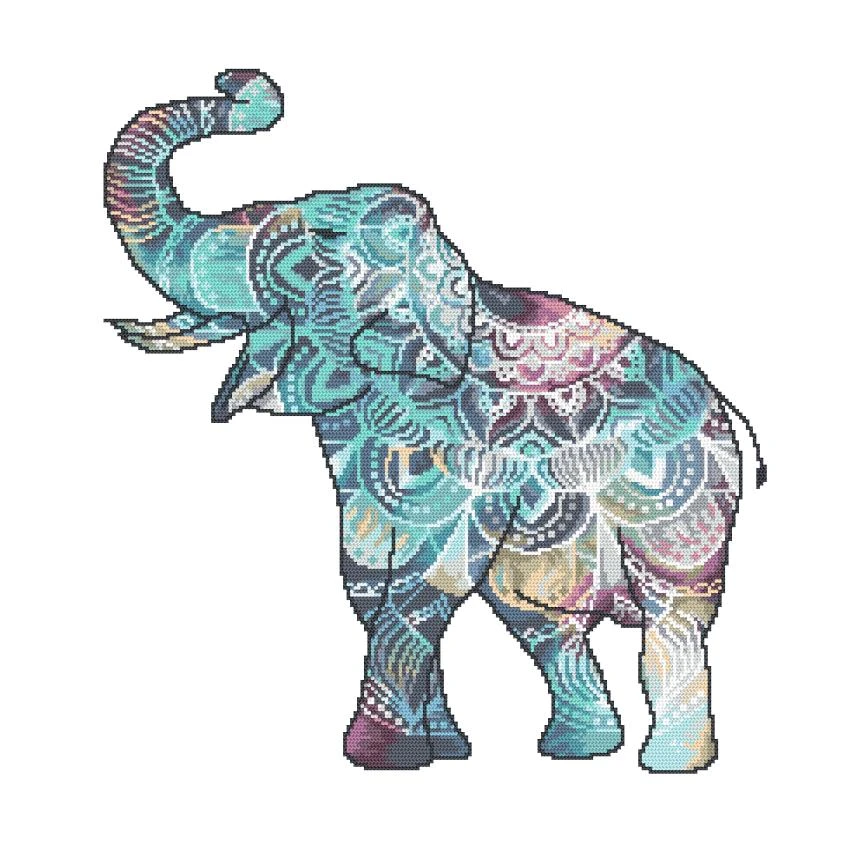 Vzor na vyšívání na mobil - Indický slon štěstí