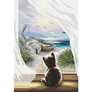 S 10496 Cross stitch pattern for a phone - Pensive kitten
