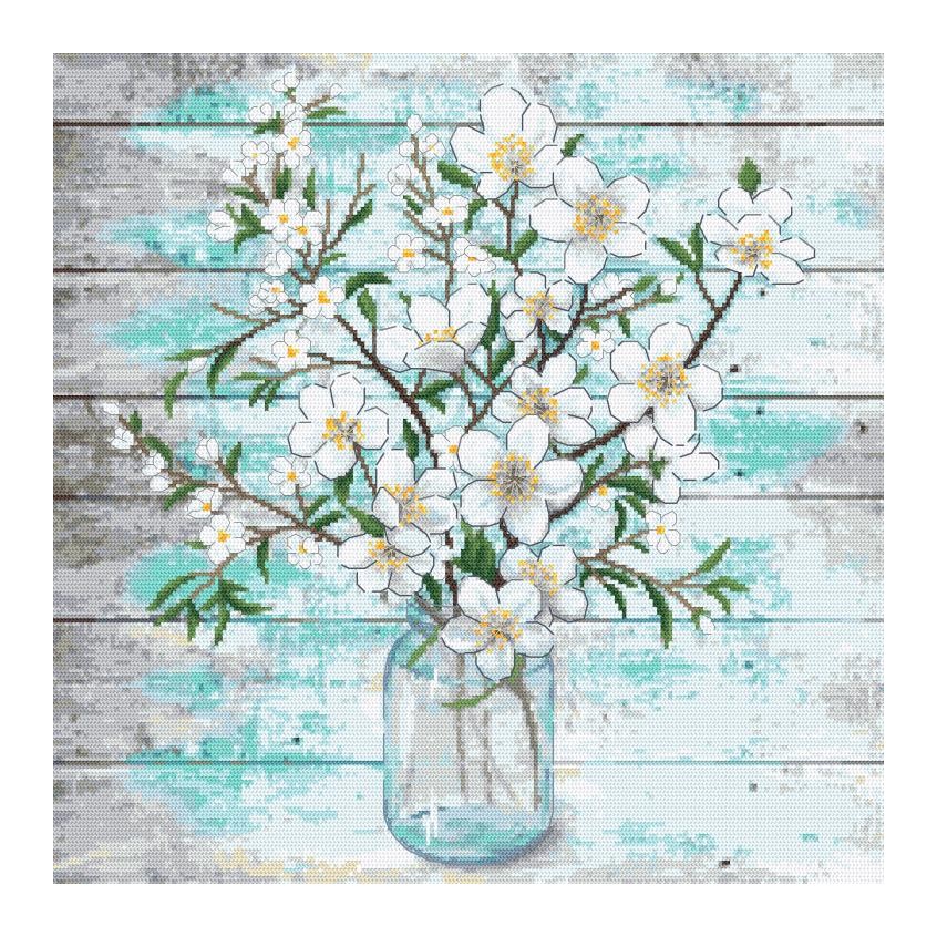 Cross stitch pattern for smartphone - Jasmine bouquet