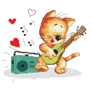 W 10501 Cross stitch pattern PDF - Playing kitten