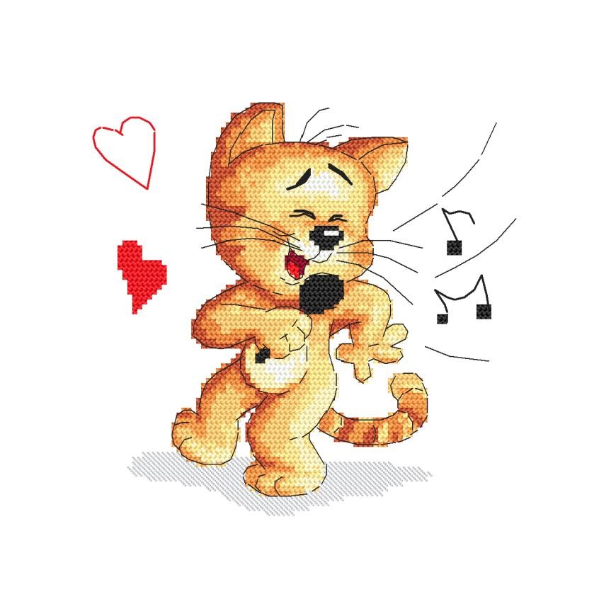 Cross stitch pattern for a phone - Singing kitten