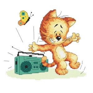 W 10502 Cross stitch pattern PDF - Dancing kitten