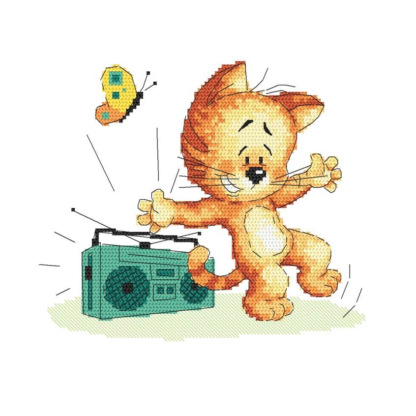 Cross stitch pattern for a phone - Dancing kitten