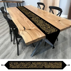 S 10718 Cross stitch pattern for smartphone - Table runner sash with monstera - black