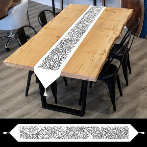 S 10717 Cross stitch pattern for smartphone - Table runner sash with monstera - white