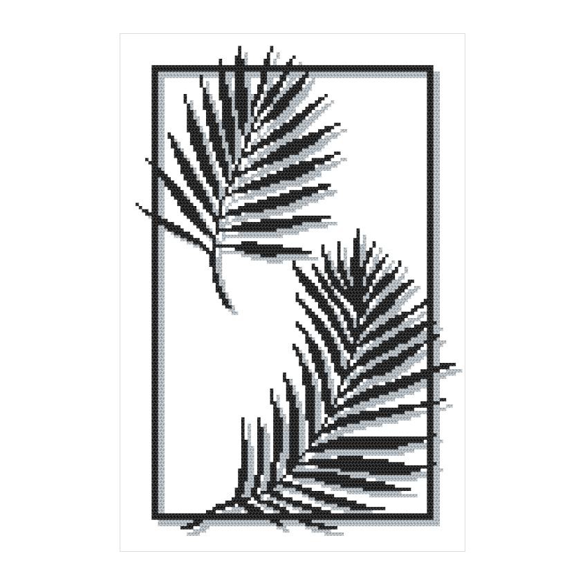 Cross stitch pattern for smartphone - Chamedora leaves