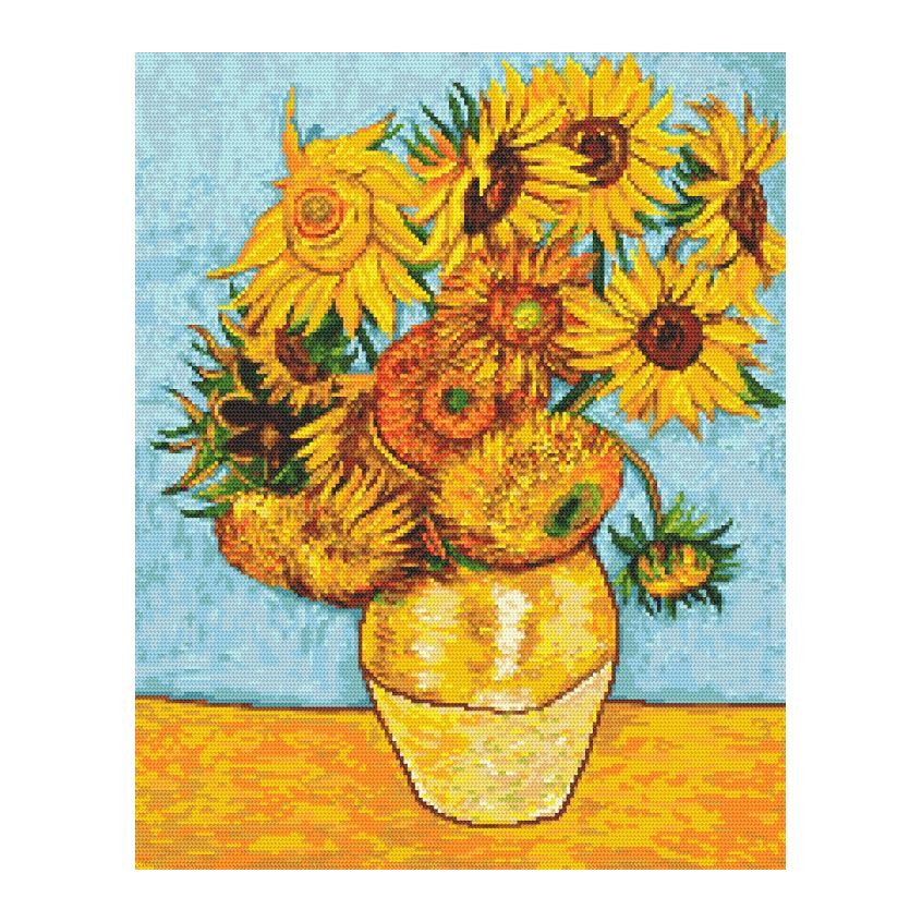 Cross stitch pattern for a phone - Sunflowers by Van Gogh