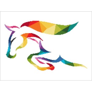 GC 10720 Cross stitch pattern on paper - Horse painted with a rainbow