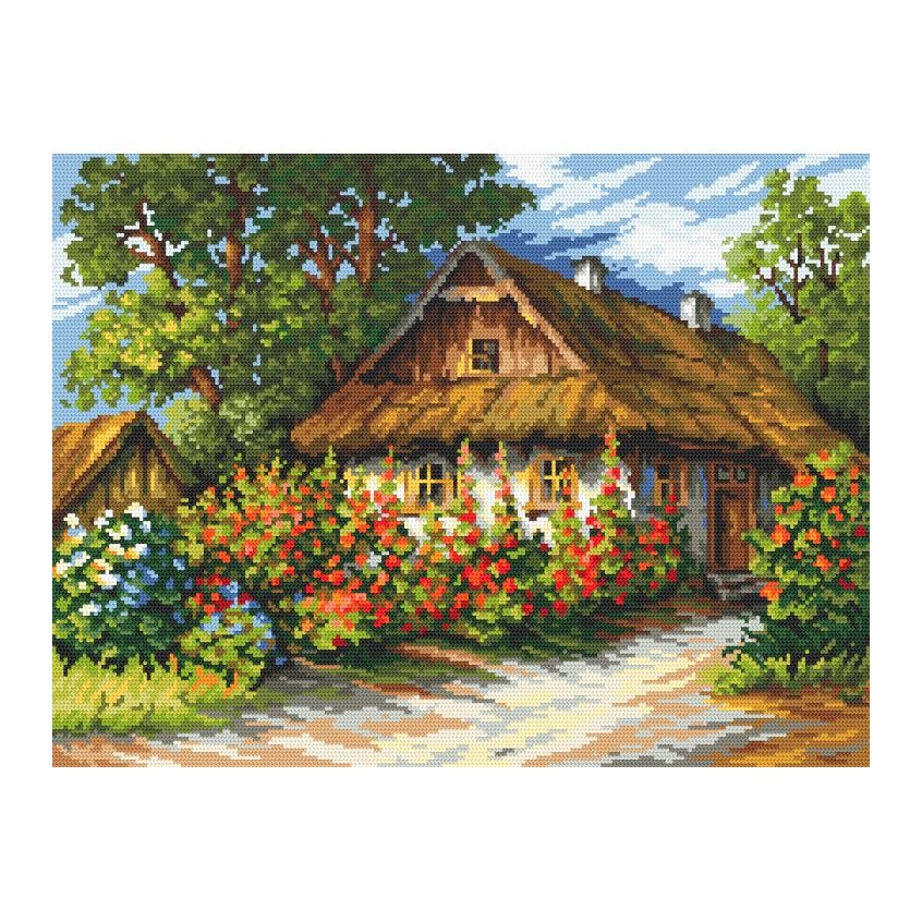 Cross stitch pattern for a phone - Hut with mallows