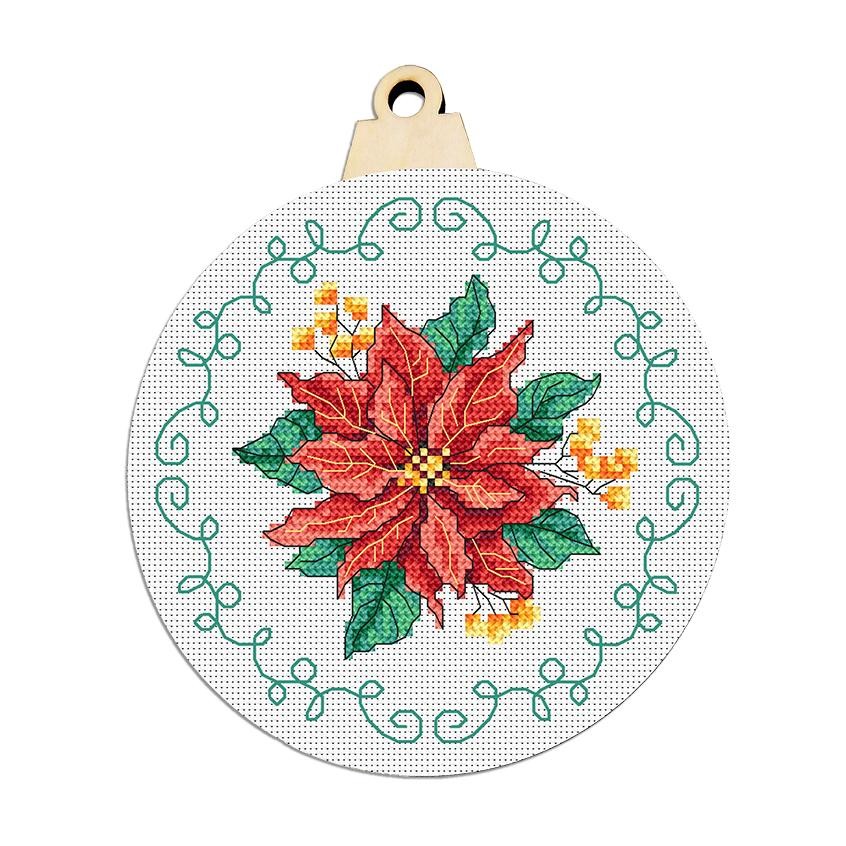 Cross stitch pattern for smartphone - Christmas ball with poinsettia