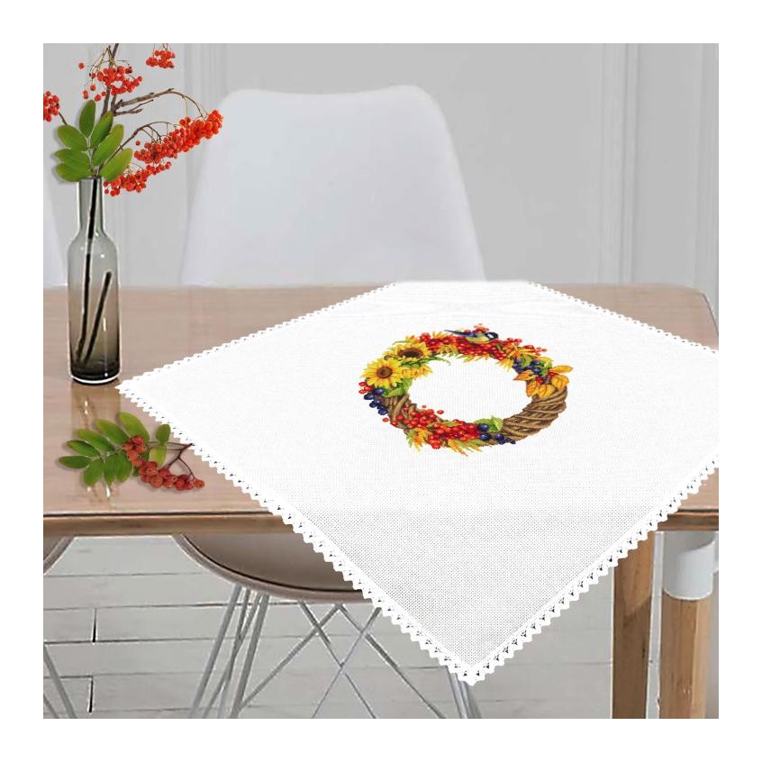Cross stitch pattern for a phone - Tablecloth with an autumn wreath