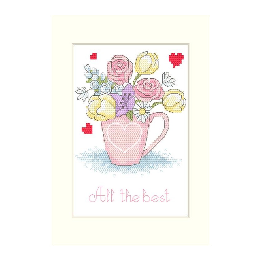 Cross stitch pattern for smartphone - Birthday card - Flowers in a cup