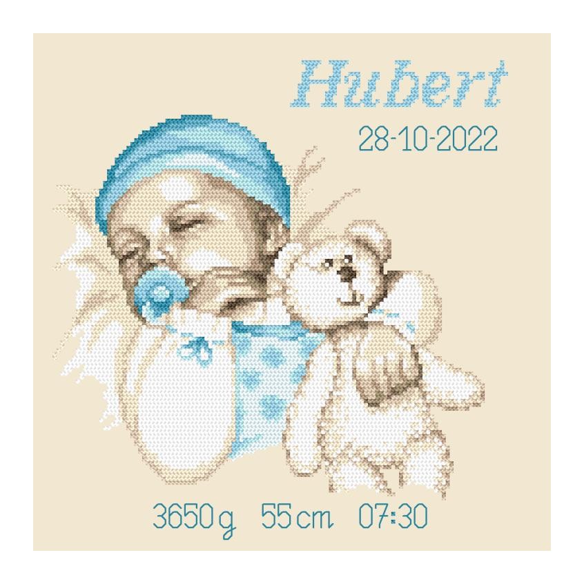Cross stitch pattern for a phone - Birth certificate - Boy's dream