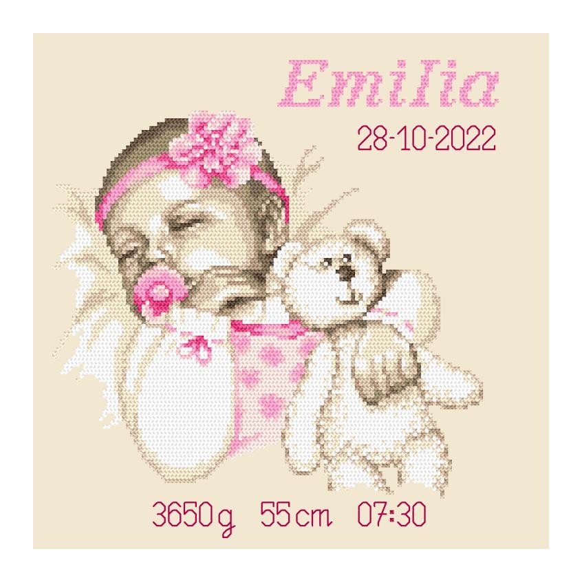Cross stitch pattern for a phone - Birth certificate - Girl's dream