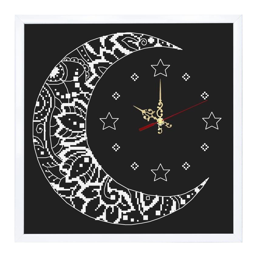 Cross stitch pattern for smartphone - Clock with the moon