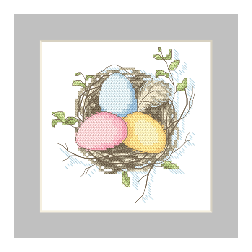 Cross stitch pattern for smartphone - Easter card - Eggs in the nest