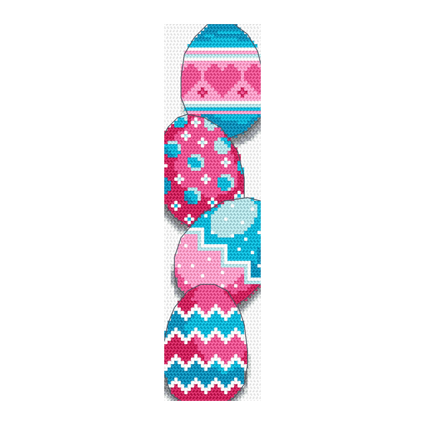 Cross stitch pattern for smartphone - Bookmark with Easter eggs II