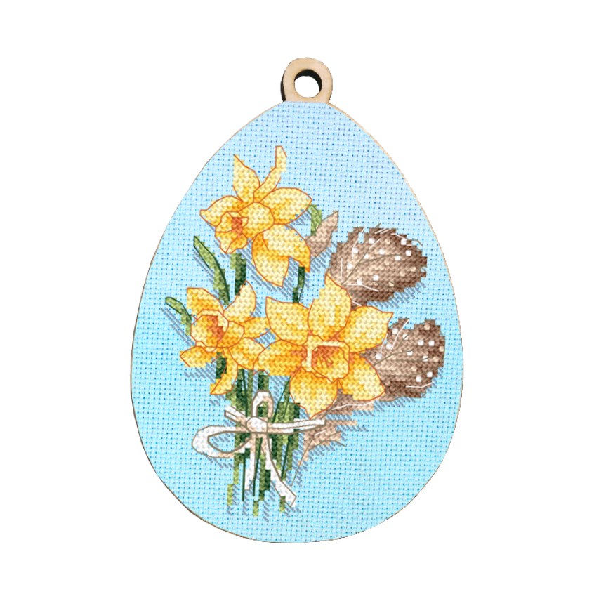 Cross stitch pattern for smartphone - Egg with daffodils