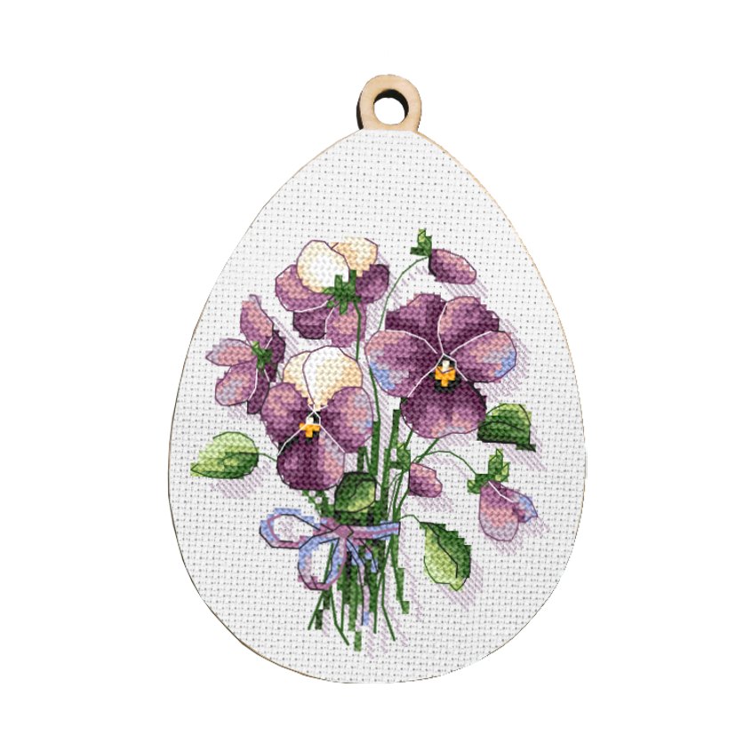 Cross stitch pattern for smartphone - Egg with pansies
