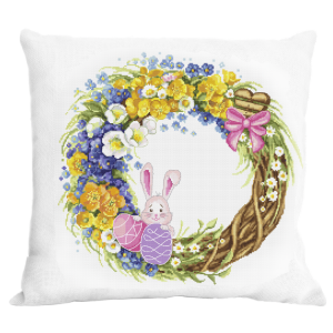 W 10522-01 Cross stitch pattern PDF - Cushion with an Easter wreath