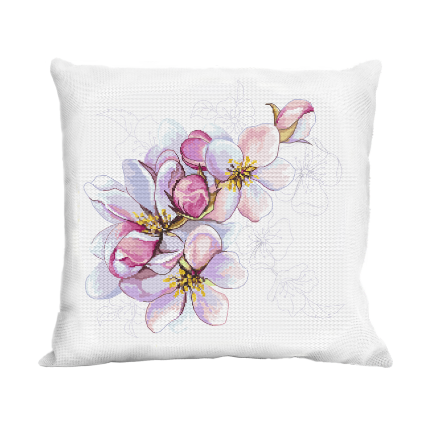 Cross stitch pattern for smartphone - Cushion with apple blossoms