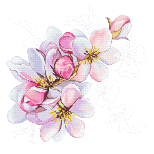 S 10521 Cross stitch pattern for smartphone - Apple blossoms