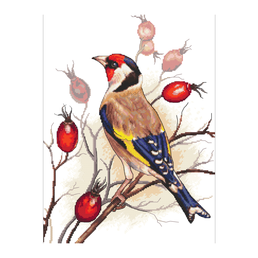 Cross stitch pattern for a phone - Birds - Goldfinch