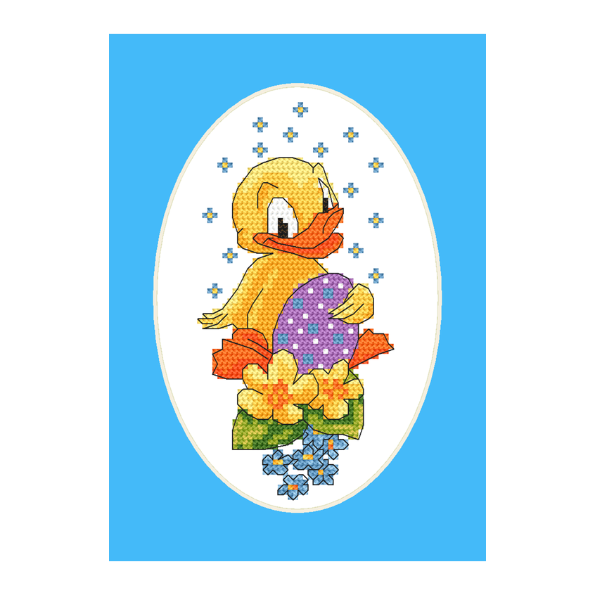 Cross stitch pattern for smartphone - Card with a duckling