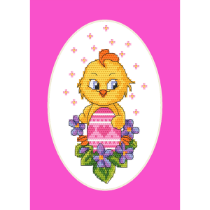ZU 10754 Cross stitch kit - Card with a chicken