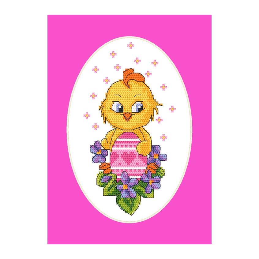 Cross stitch pattern for smartphone - Card with a chicken