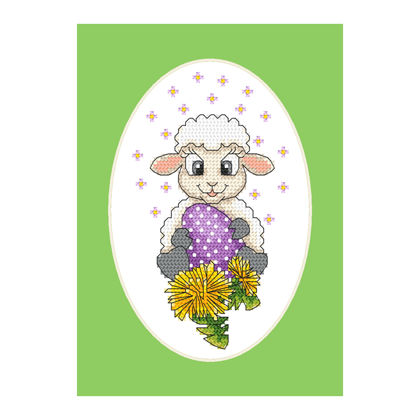 Cross stitch pattern for smartphone - Card with a lamb